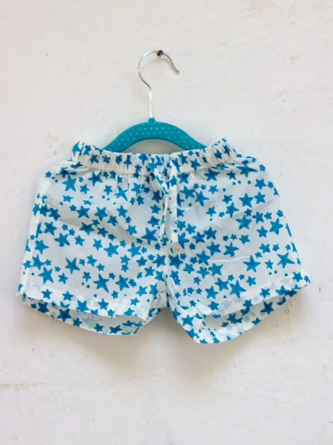 Starry Night Organic Cotton Block Printed Shorts