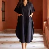 Sufi Black Cotton Shirt Dress