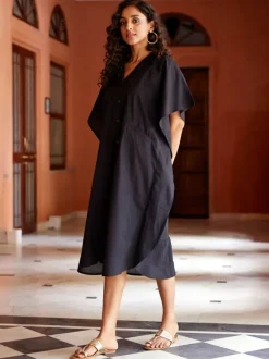 Sufi Black Cotton Shirt Dress