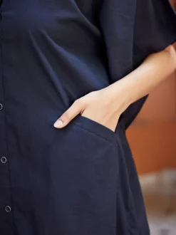 Sufi Black Cotton Shirt Dress