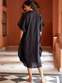 Sufi Black Cotton Shirt Dress