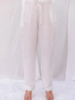 Summer White Slub Trousers