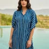 Sunkissed Indigo Kaftan Shirt Dress