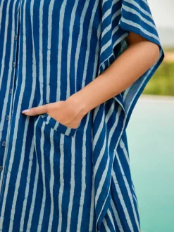 Sunkissed Indigo Kaftan Shirt Dress