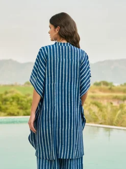 Sunkissed Indigo Kaftan Shirt Dress