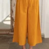 Sunset Yellow Cotton Slub Palazzo Pants