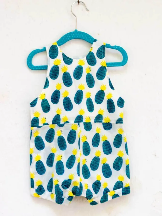 Sunshine Blast Organic Cotton Block Printed Dungarees