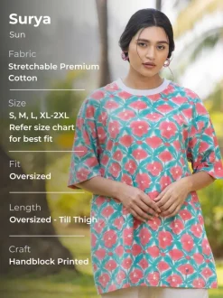 Surya Hand Block Printed Oversized T-shirt