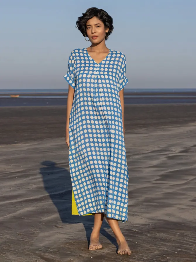 Tamara Blue Polka Kaftan