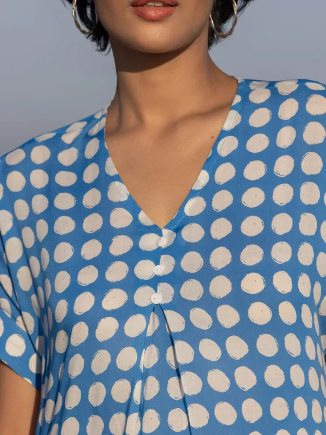 Tamara Blue Polka Kaftan