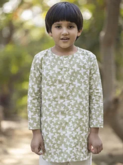 Tejas Organic Cotton Hand Printed Long Kurta