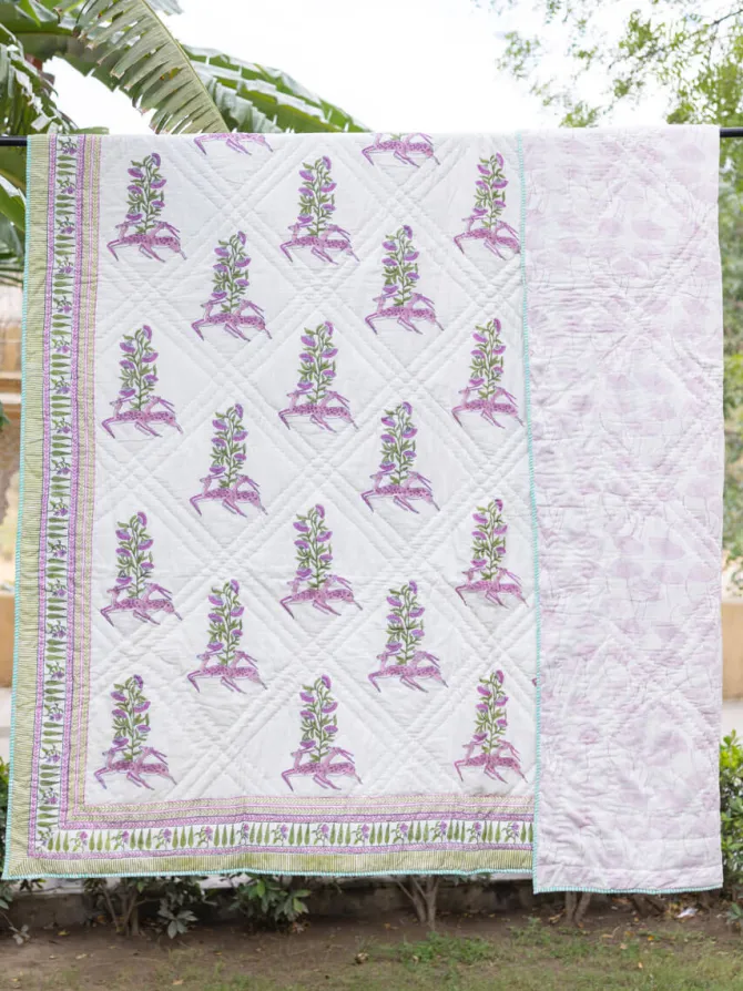 The Great Indian Stag Block Printed Cotton Quilt