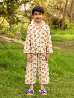 Tiger My Friend Block Printed Cotton Pyjama Set