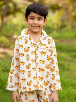 Tiger My Friend Block Printed Cotton Pyjama Set
