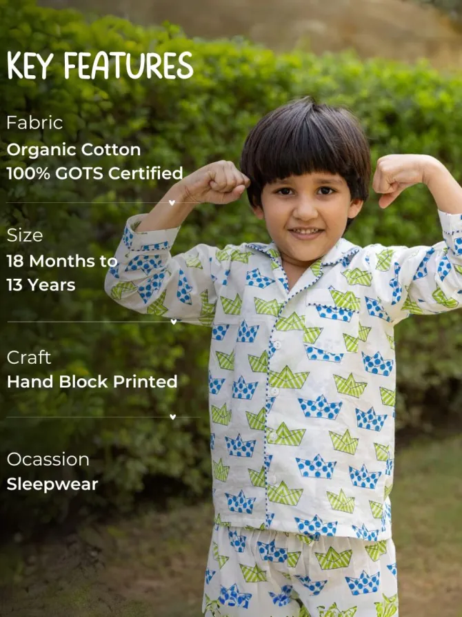 Tintin Organic Cotton Block Printed Pyjama Set