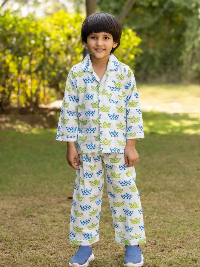 Tintin Organic Cotton Block Printed Pyjama Set