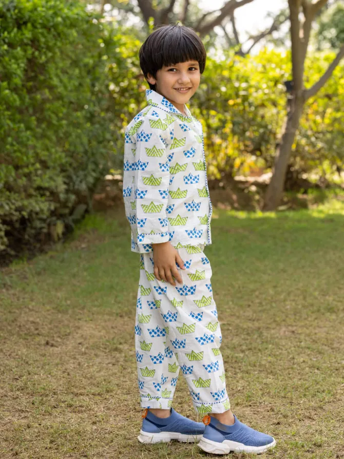 Tintin Organic Cotton Block Printed Pyjama Set