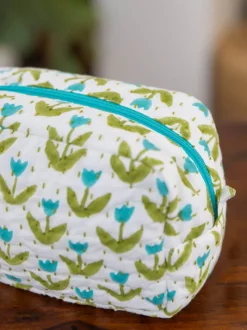 Tiny Tulip Block Print Cotton Travel Case