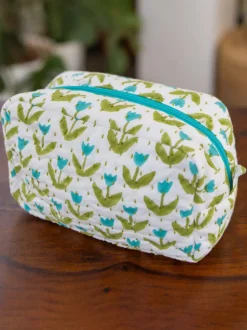 Tiny Tulip Block Print Cotton Travel Case