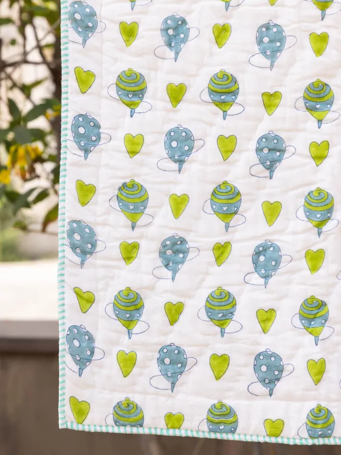 Toy Story Hand Block Printed Cotton Quilt for Infants