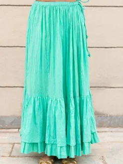 Turquoise Crinkled Skirt
