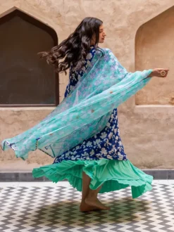 Turquoise Crinkled Skirt