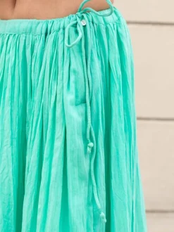 Turquoise Crinkled Skirt
