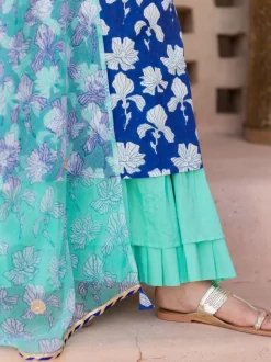 Turquoise Crinkled Skirt