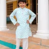 Turquoise Umbrella Organic Cotton Long Kurta