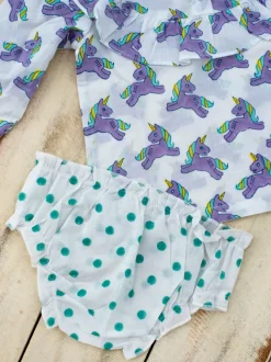 Unicorn Block Printed Cotton Bloomer Set