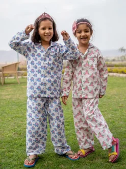 Unicorn Block Printed Cotton Top & Pyjama Set