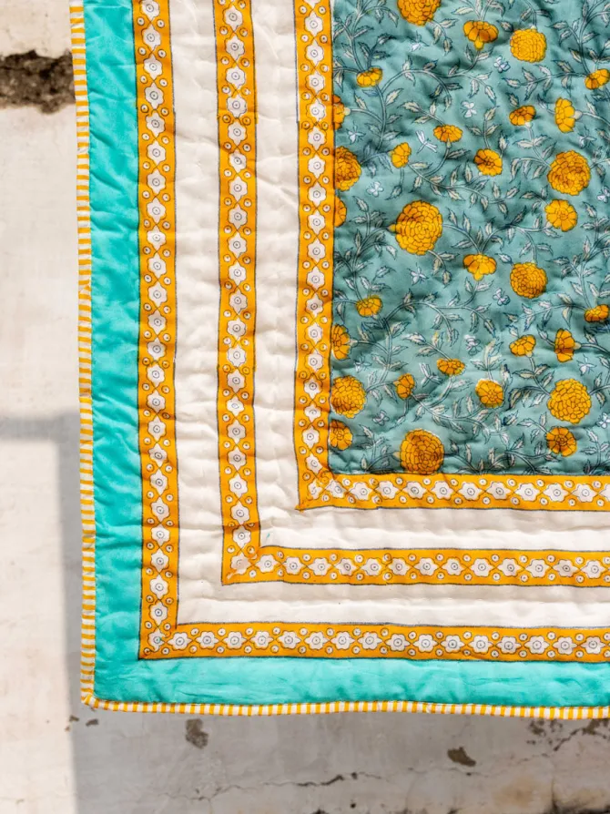 Utsa Block Printed Cotton Quilt