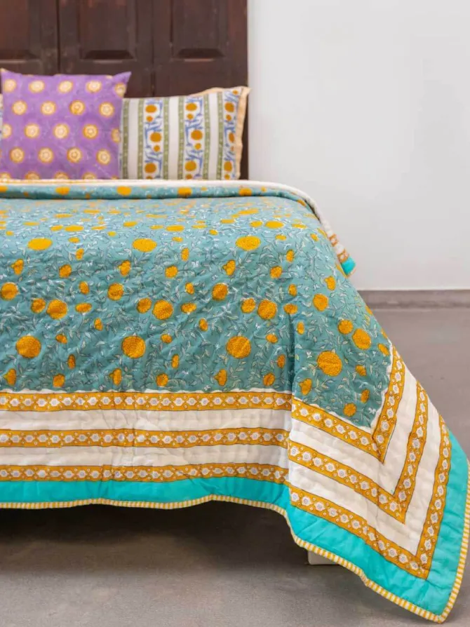 Utsa Block Printed Cotton Quilt
