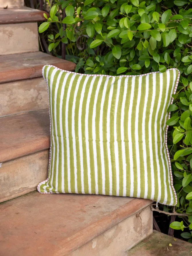 Vajra Hand Block Printed Cotton Cushion Cover - 16 Inch
