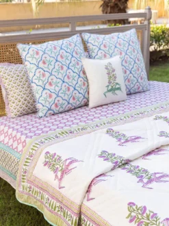 Vajra Hand Block Printed Cotton Cushion Cover - 16 Inch