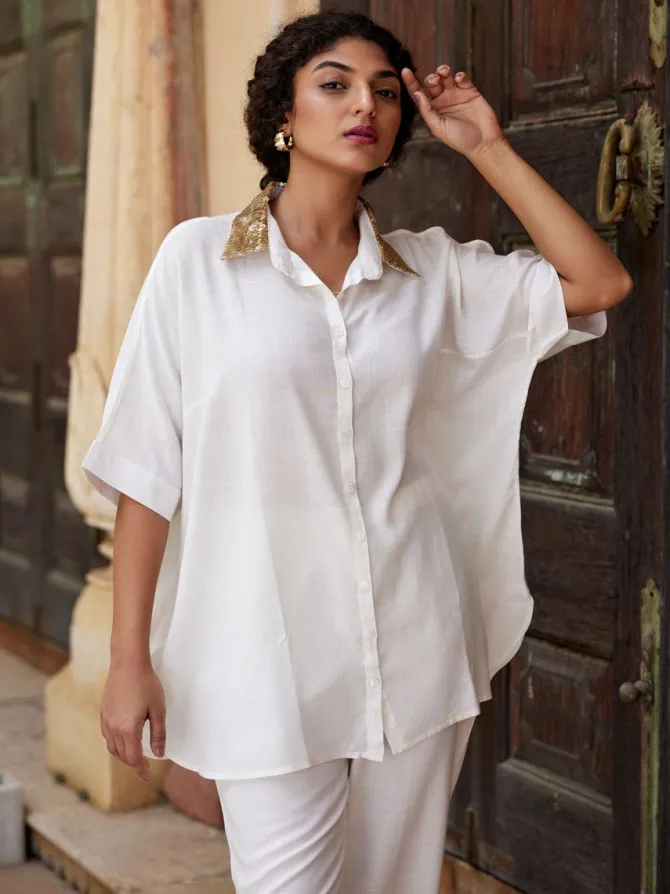 Valerie Sequined White Shirt