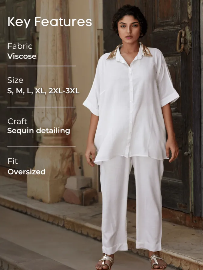 Valerie Sequined White Shirt