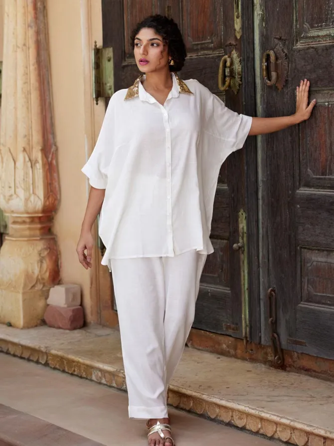Valerie Sequined White Shirt