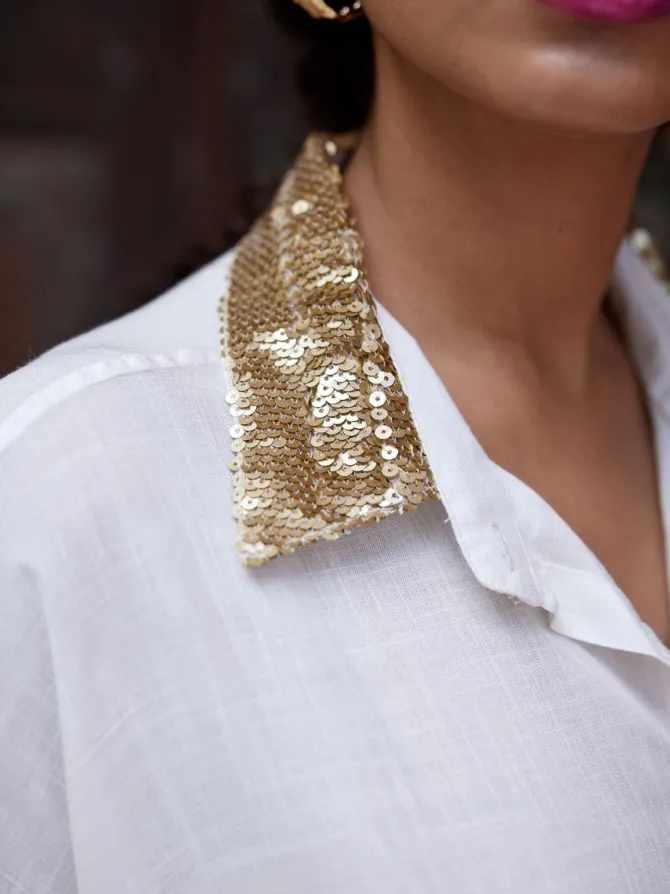 Valerie Sequined White Shirt