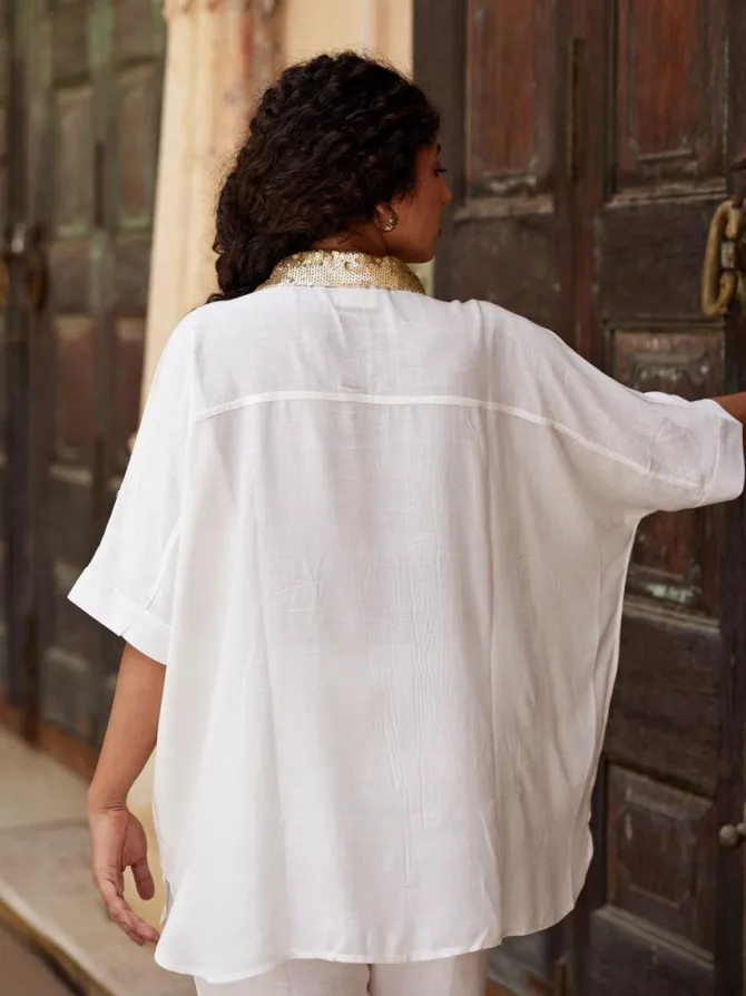 Valerie Sequined White Shirt