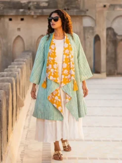 Valley of Flowers Block Printed Waterfall Reversible Shrug