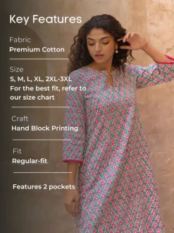 Varuni Hand Block Printed Cotton Kurta