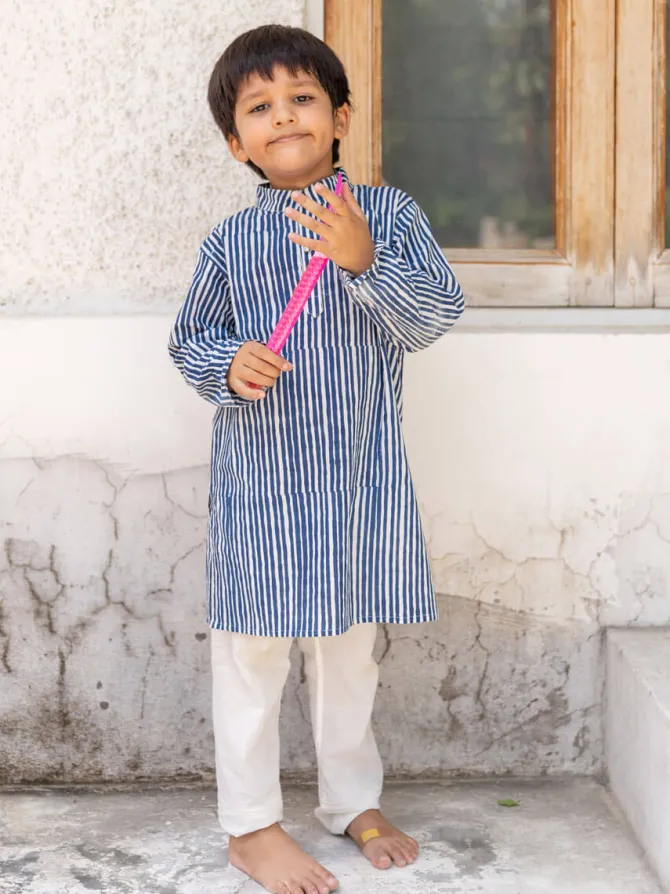 Veer Organic Cotton Block Printed Long Kurta
