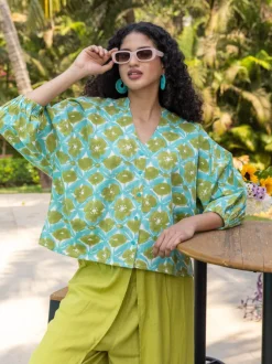 Verdure Cotton Linen Kaftan Top