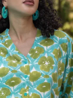 Verdure Cotton Linen Kaftan Top