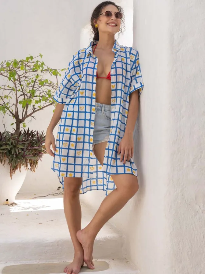 Violette Oversized Asymmetrical Cotton Long Shirt