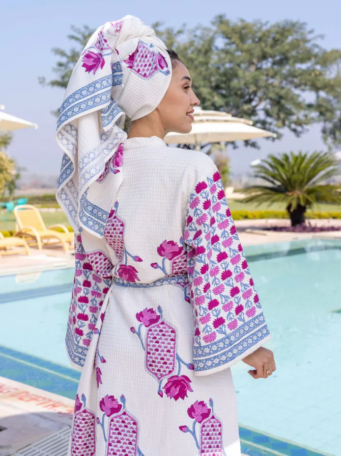 Vriddhi Luxury Block Printed Cotton Bath Robe
