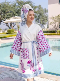 Vriddhi Luxury Block Printed Cotton Bath Robe
