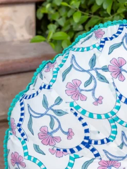 Vyom Block Printed Cotton Pinwheel Cushion With Filler - 16 Inch