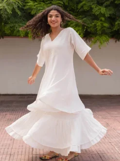 White Viscose Embroidered Kurta
